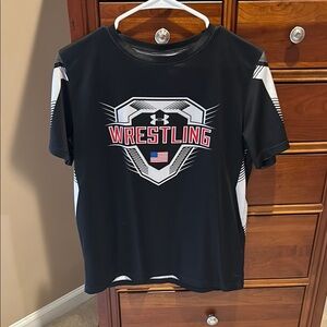 Under Armour Black USA Wrestling T-Shirt, size boys XL, from Blue Chip Wrestling